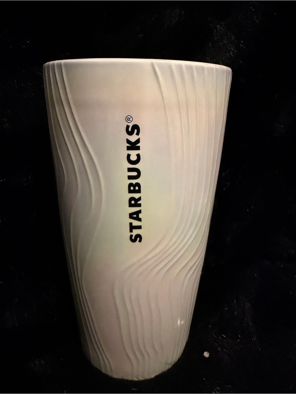 Starbucks White Ceramic Tumbler with Vertical Logo